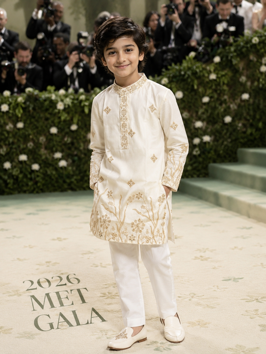 Royal Bloom Raw Silk Kurta Set