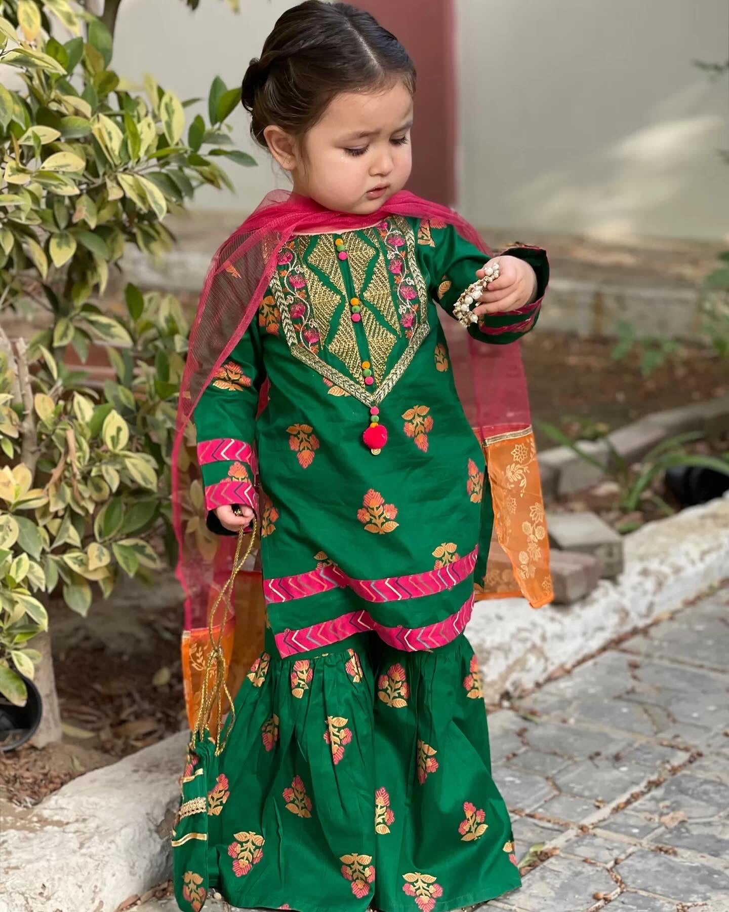 Green Pom Pom Gharara Green Pom Pom Gharara