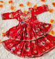 Red Floral Muslin Sharara Set