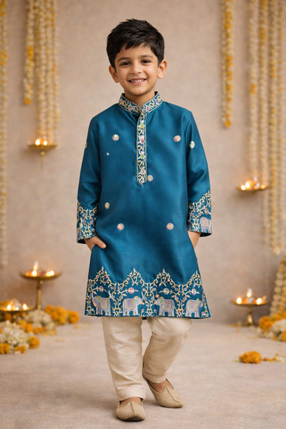 Malai Satin Embroidered Kurta Set
