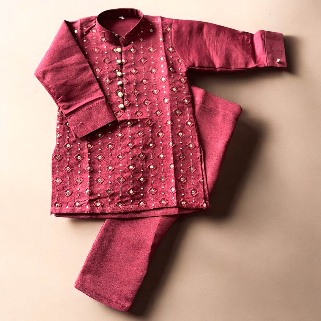 Boys Raw Silk Kurta Pants in 4 Colors