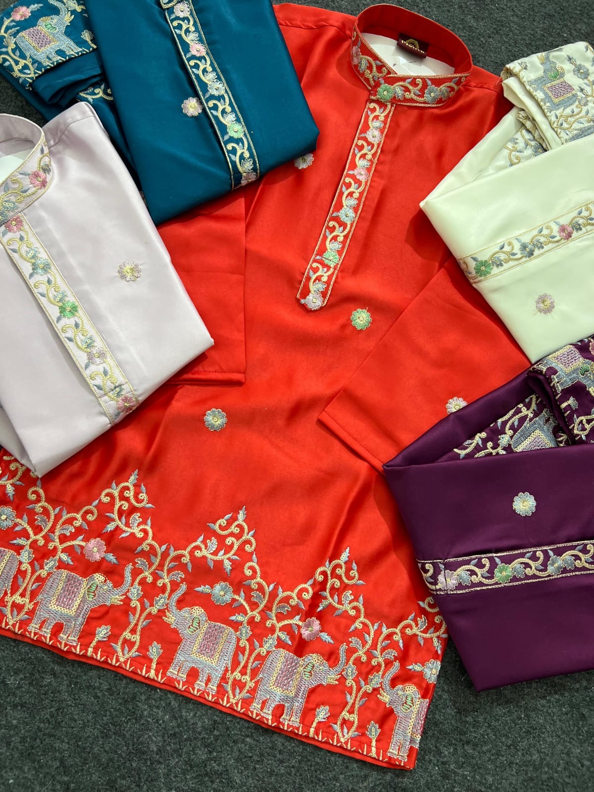Malai Satin Embroidered Kurta Set