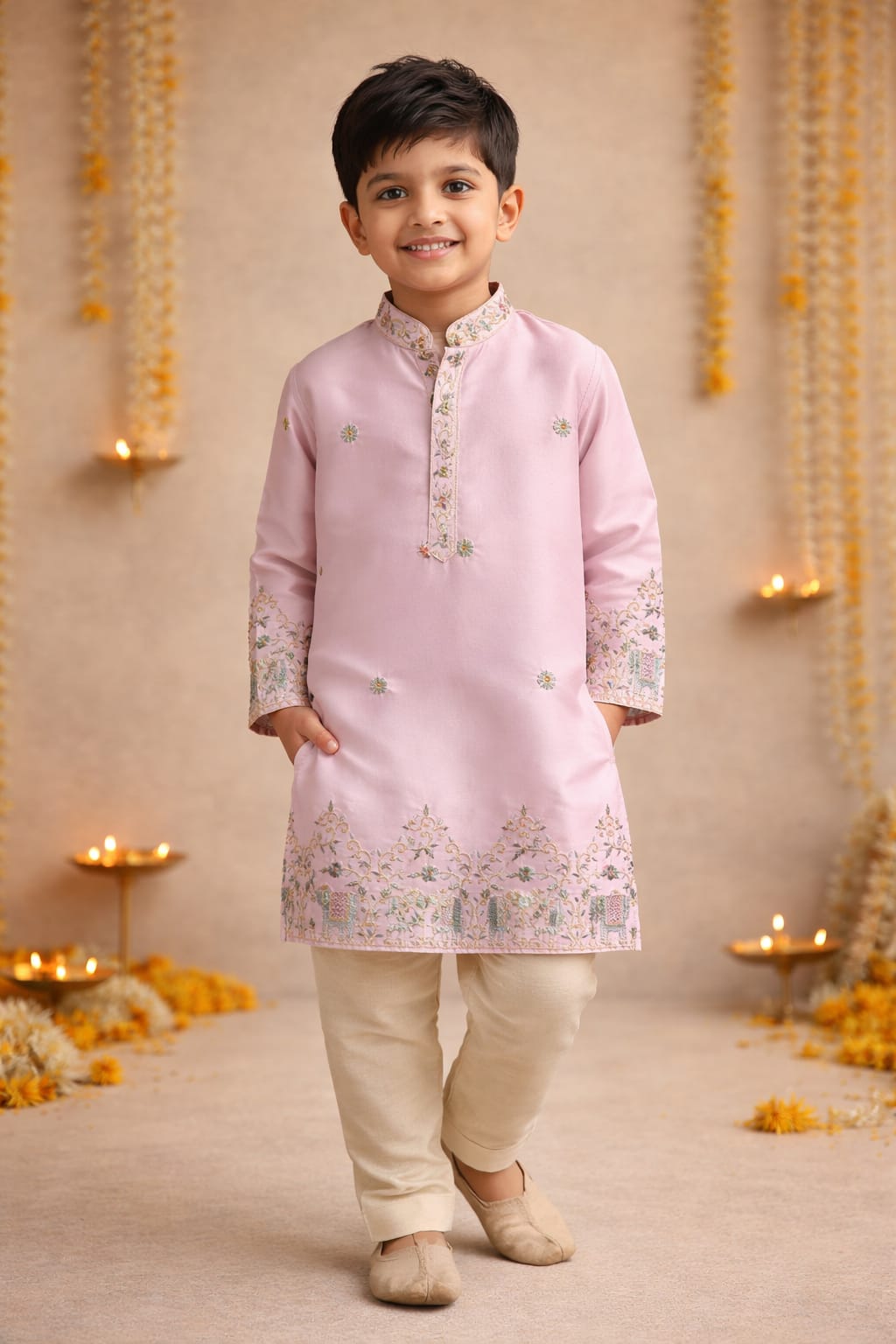 Malai Satin Embroidered Kurta Set