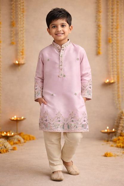 Malai Satin Embroidered Kurta Set