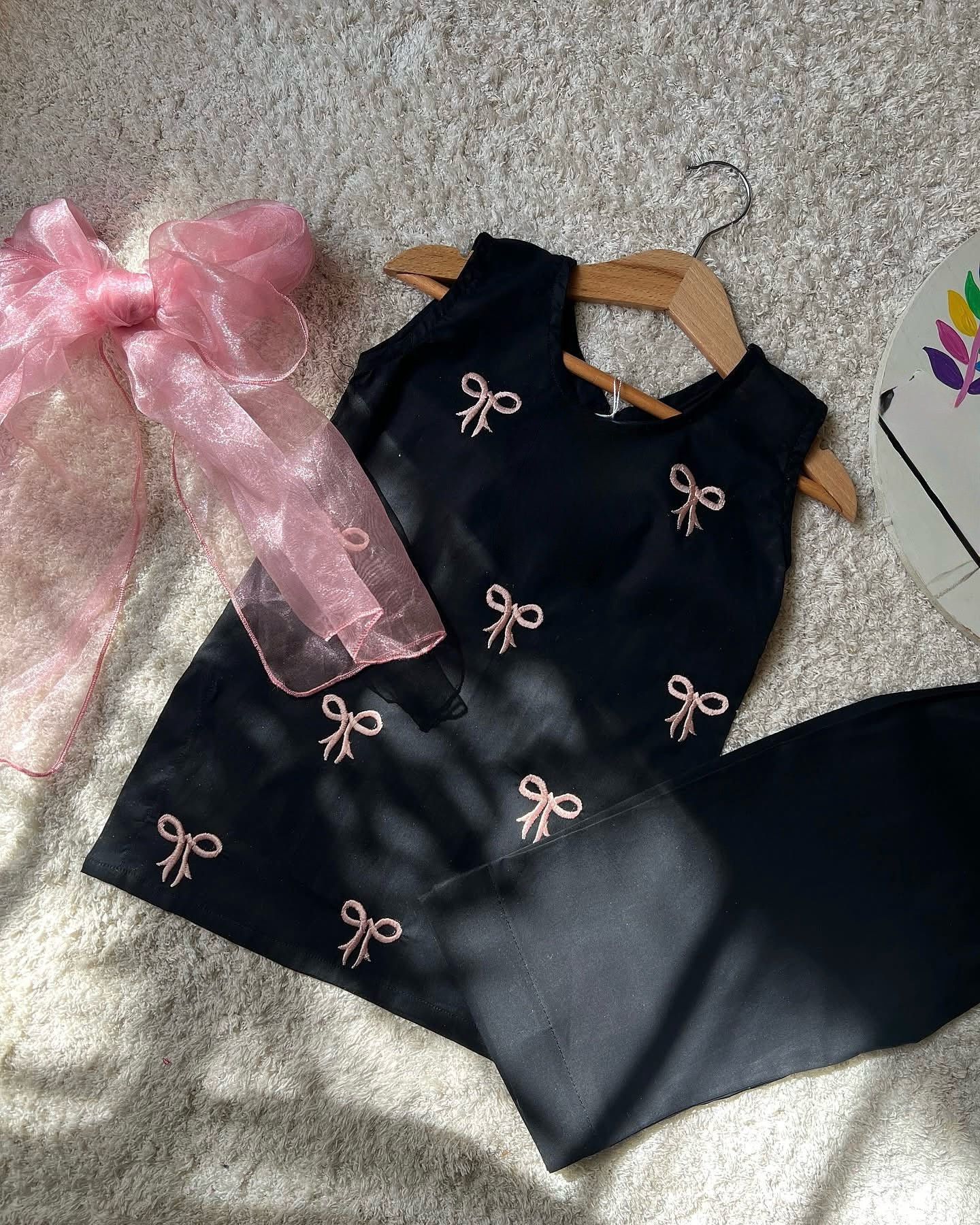Girls Black Bow Suit