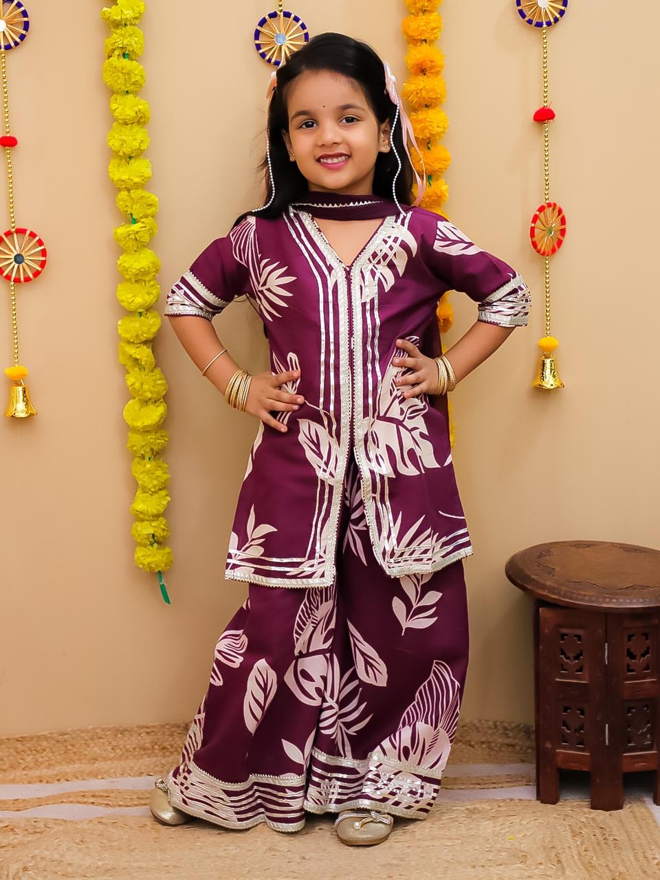 Plum Kurta Sharara Suit