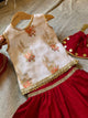 White & Red Chiffon Gharara