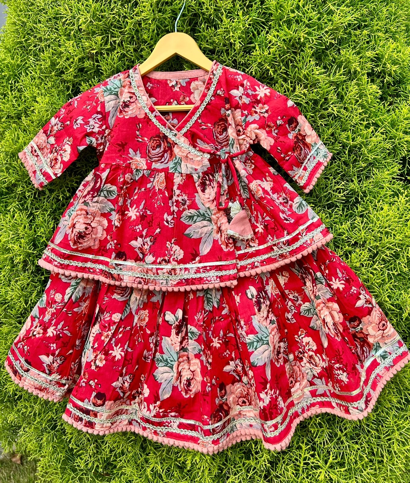 Red Cotton Lehenga