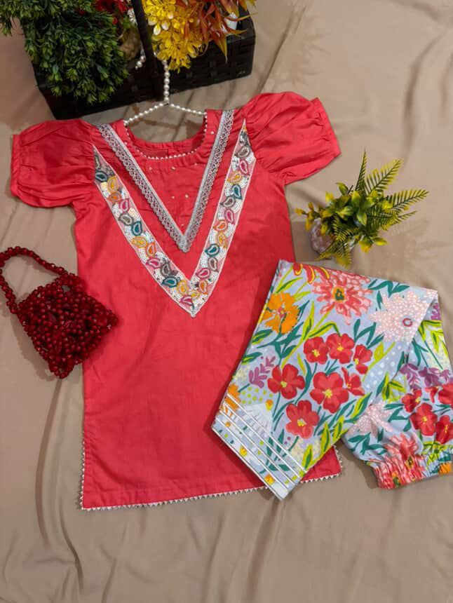 Girls Orange Farshi Shalwar