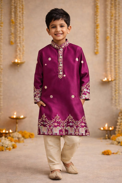 Malai Satin Embroidered Kurta Set