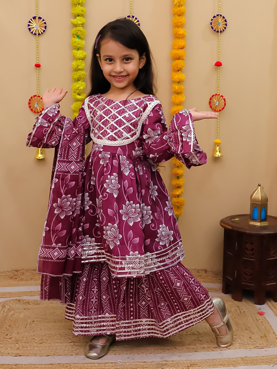 Maroon Peplum Sharara