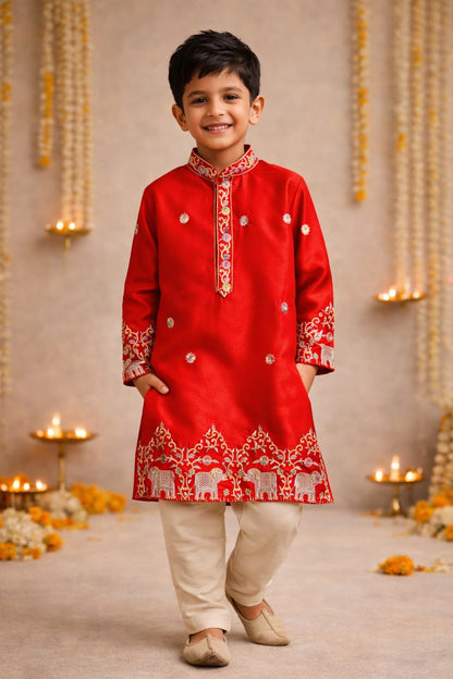 Malai Satin Embroidered Kurta Set