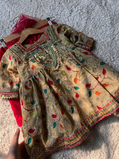 Girls Golden Frock Suit