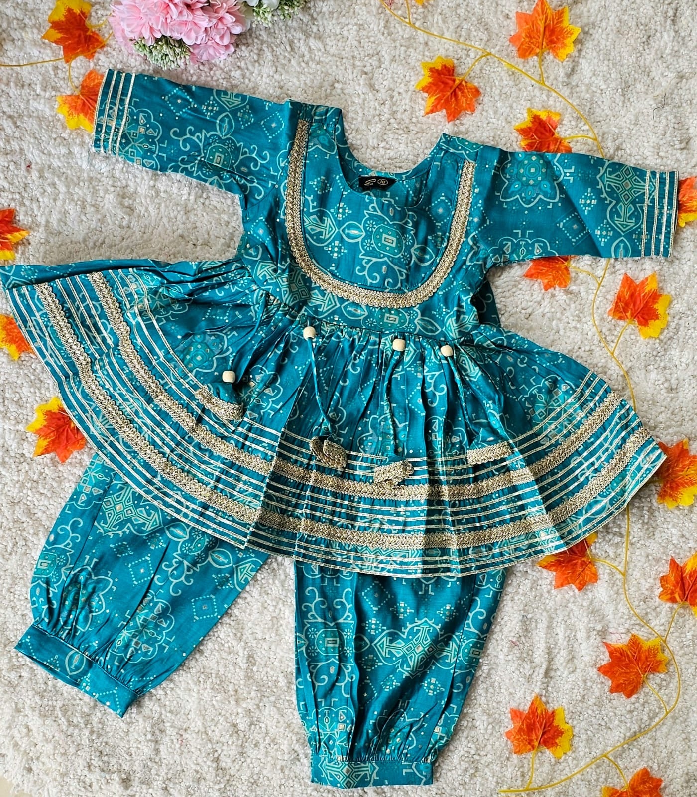 Teal Peplum Afghani Set