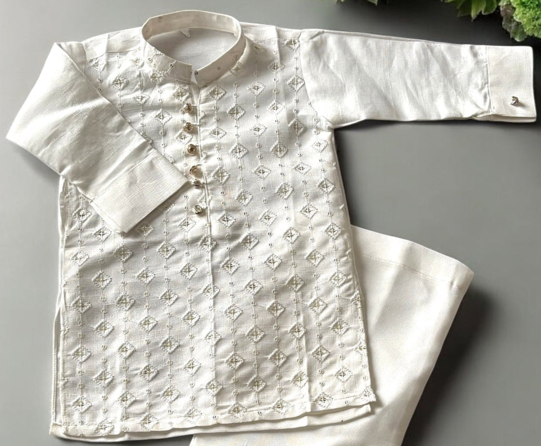 Boys Raw Silk Kurta Pants in 4 Colors