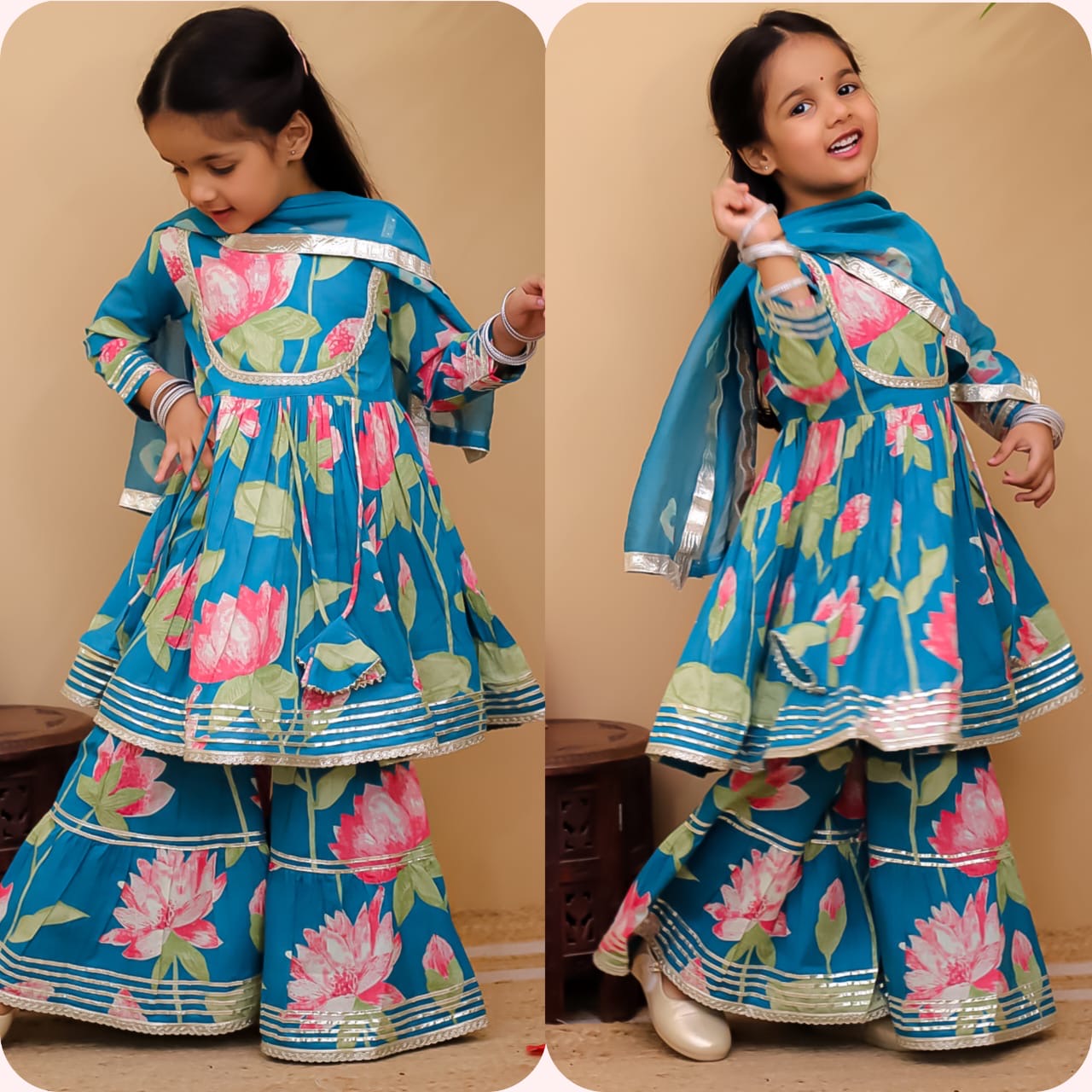 Girls Blue Fall Sharara