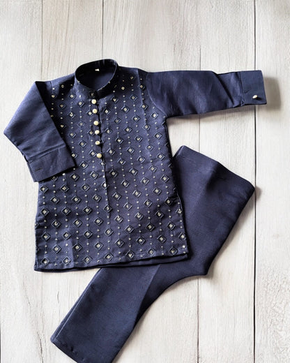 Boys Raw Silk Kurta Pants in 4 Colors