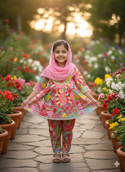 Pinkly Kurti Afghani Suit