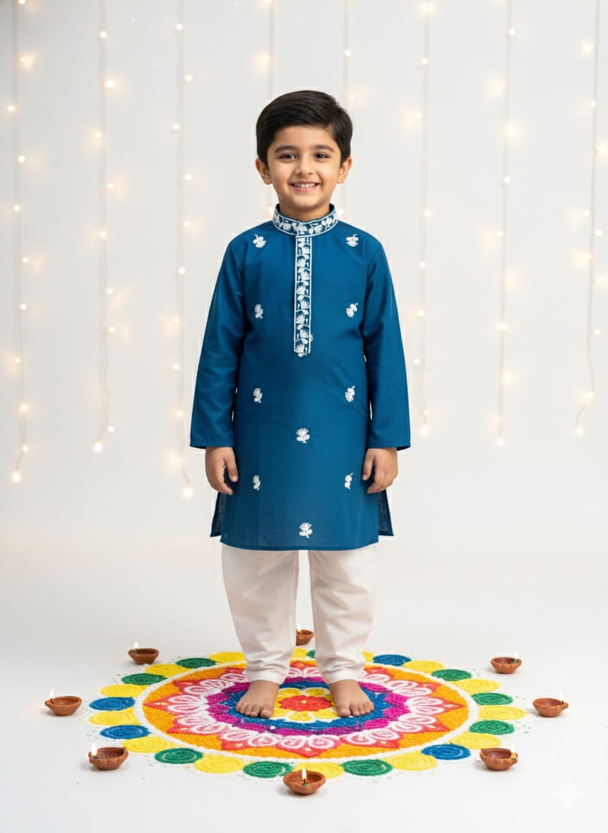 Dastoor Dark Blue Kurta Pajama