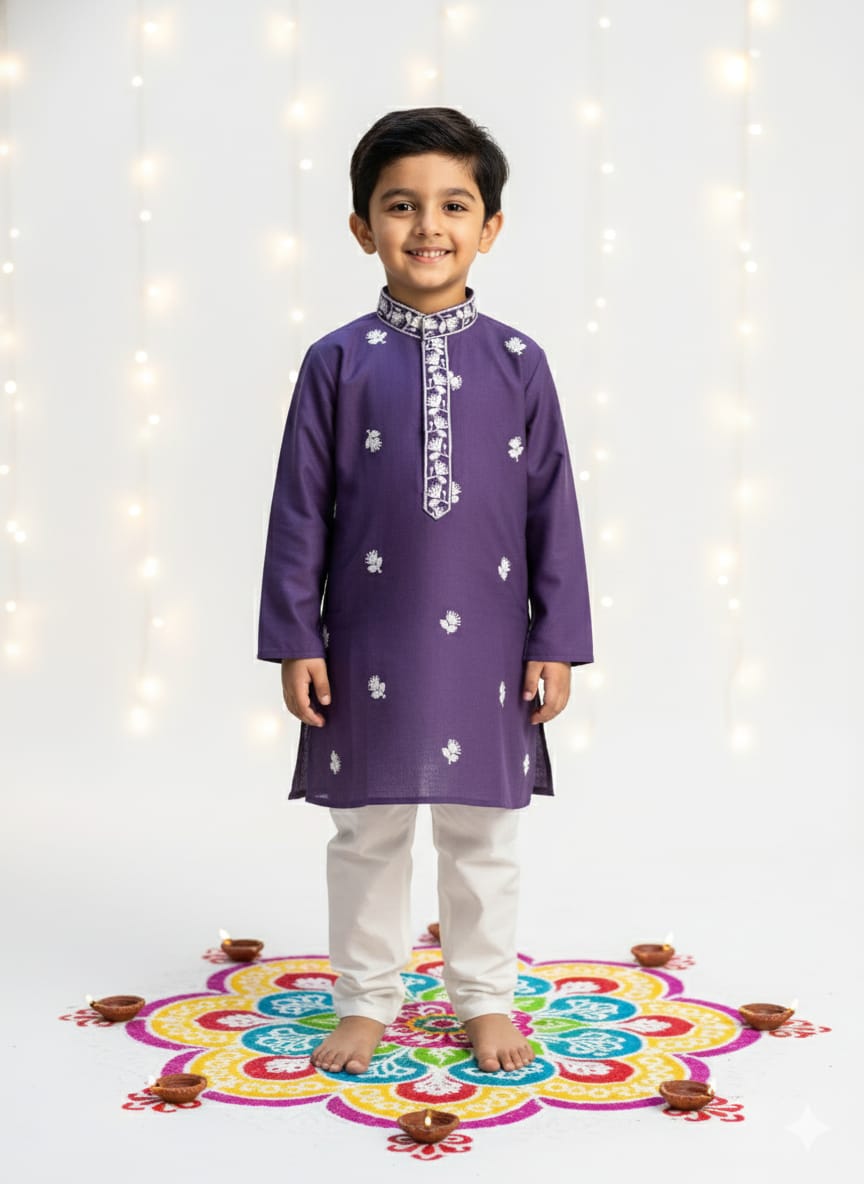 Dastoor Purple Kurta Pajama