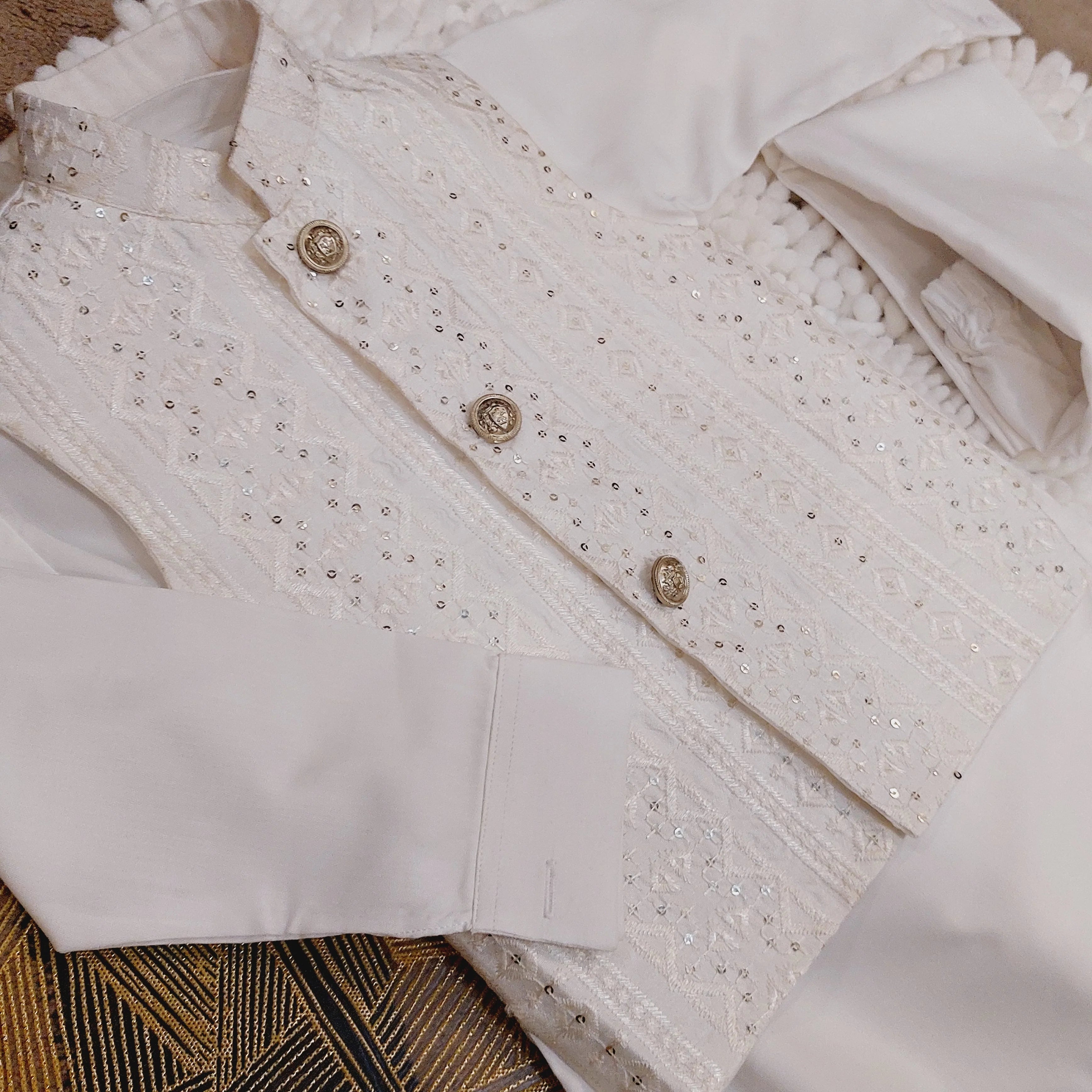 White Waistcoast Set