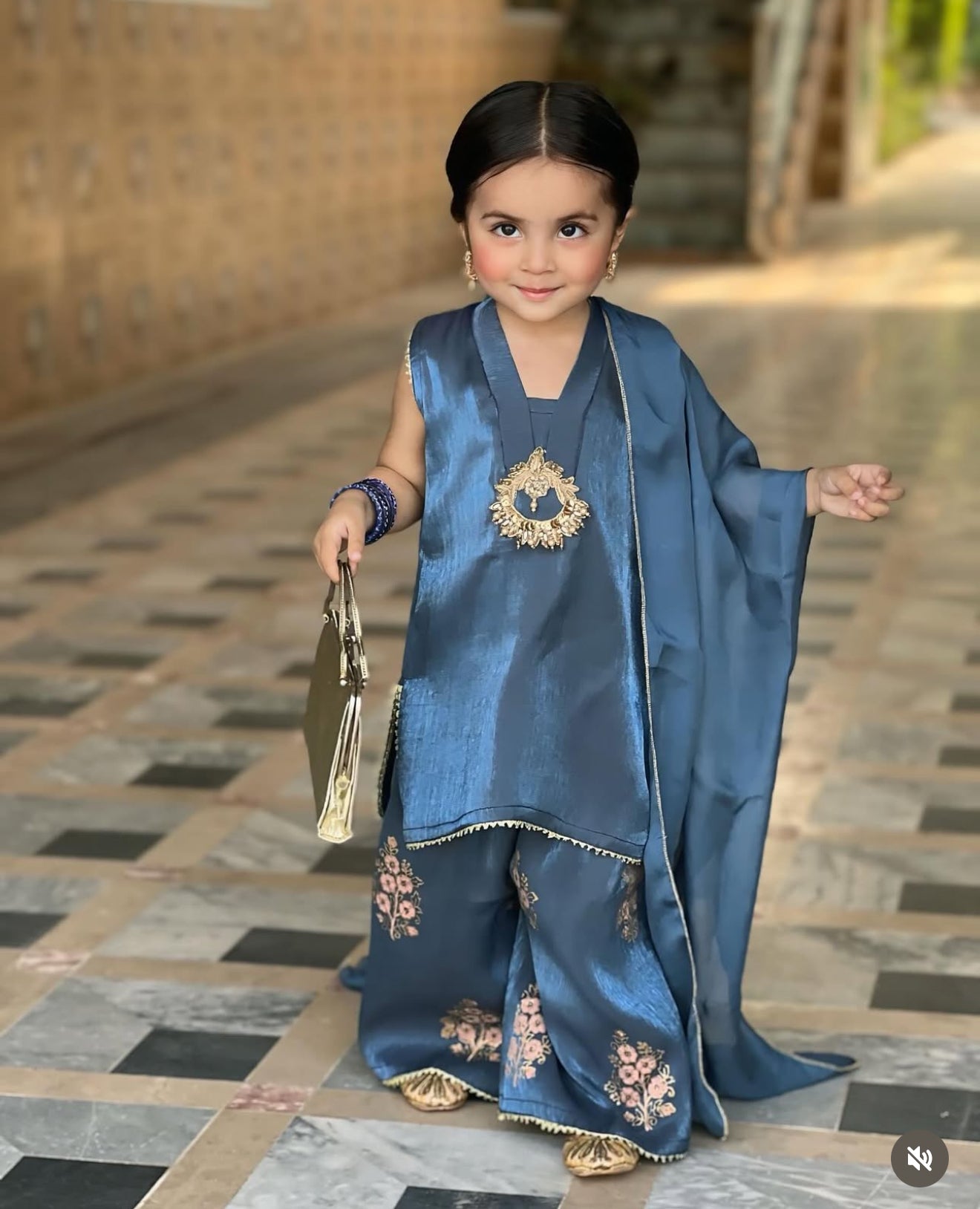 Girls Shiny Blue Suit