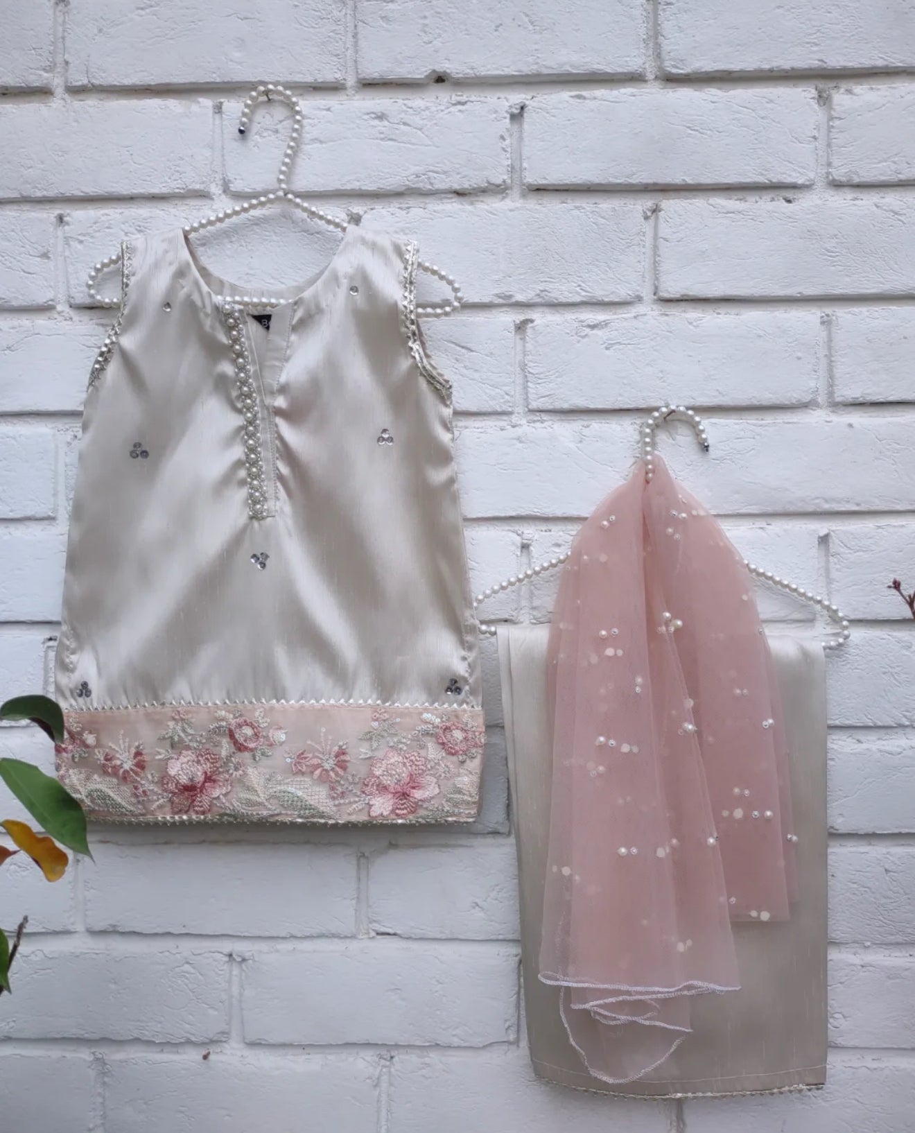 Girls Ivory Pearl Suit