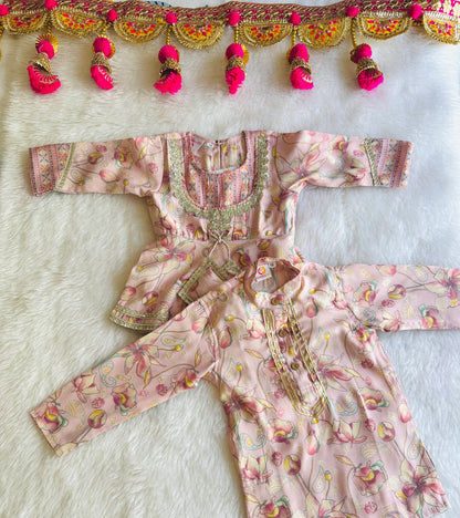 Boys Pink Floral Kurta Pajama