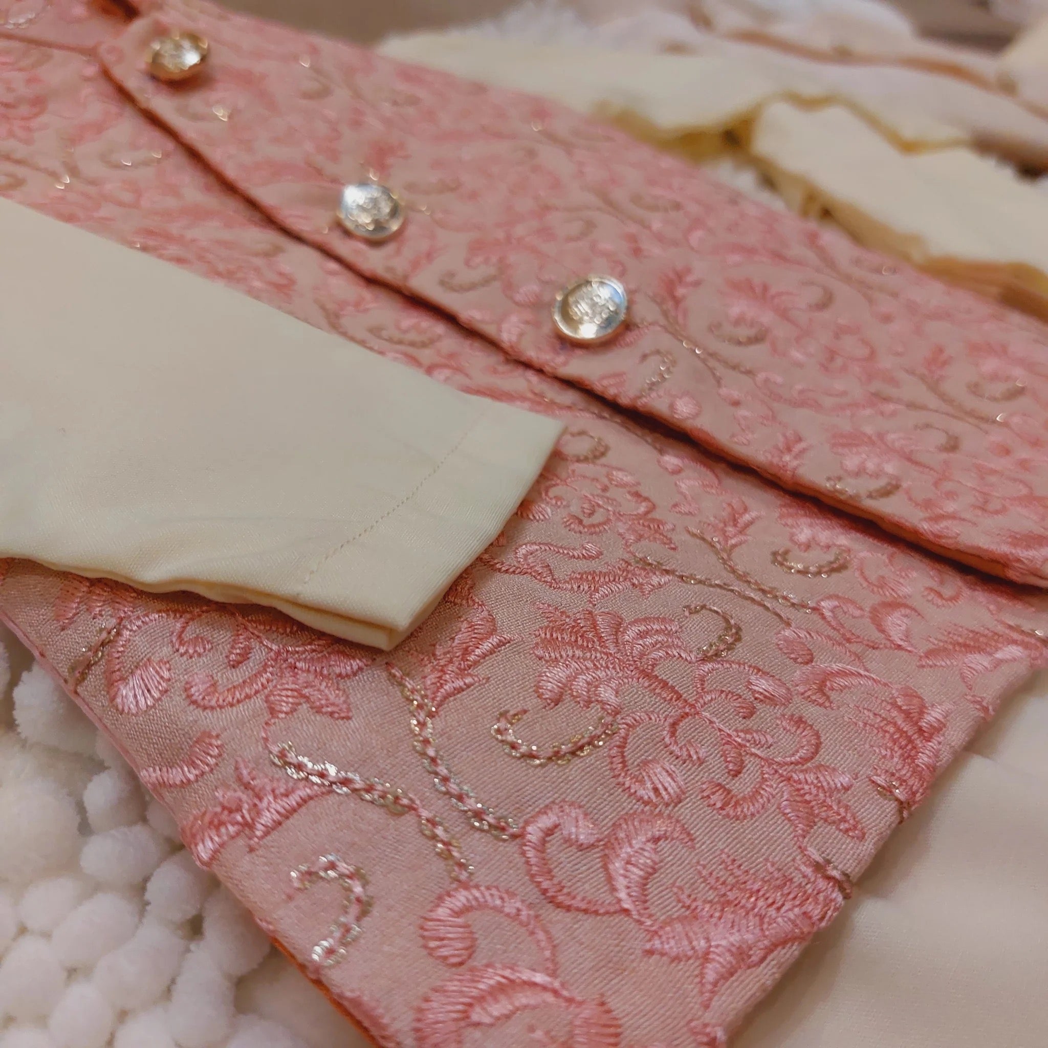 Boys Pink Embroidered Waistcoast