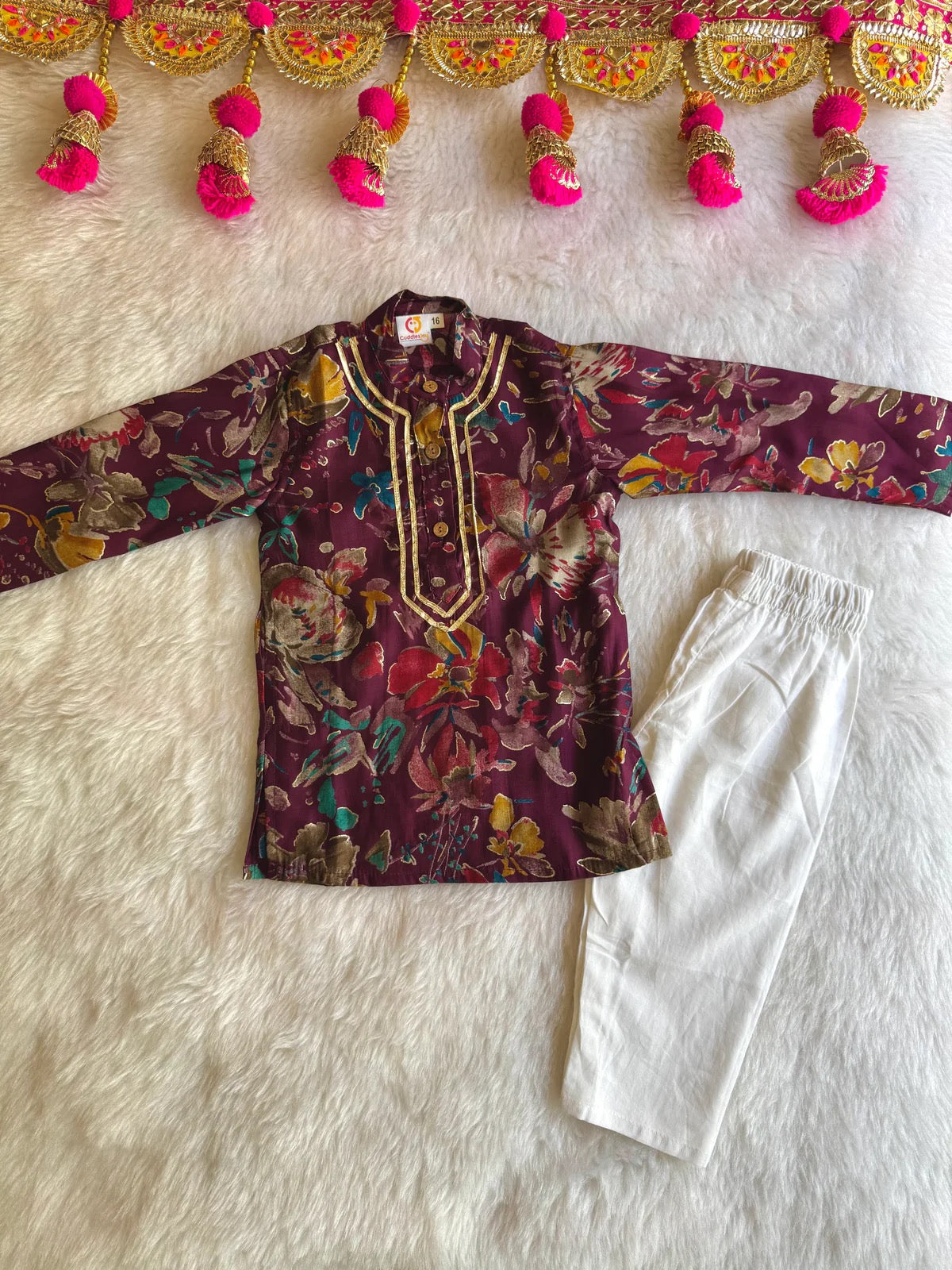Boys Maroon Silk Kurta Pajama