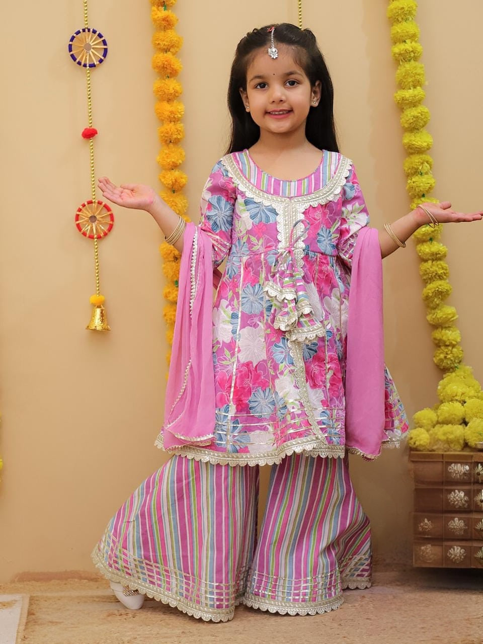 Girls Summer Floral Sharara