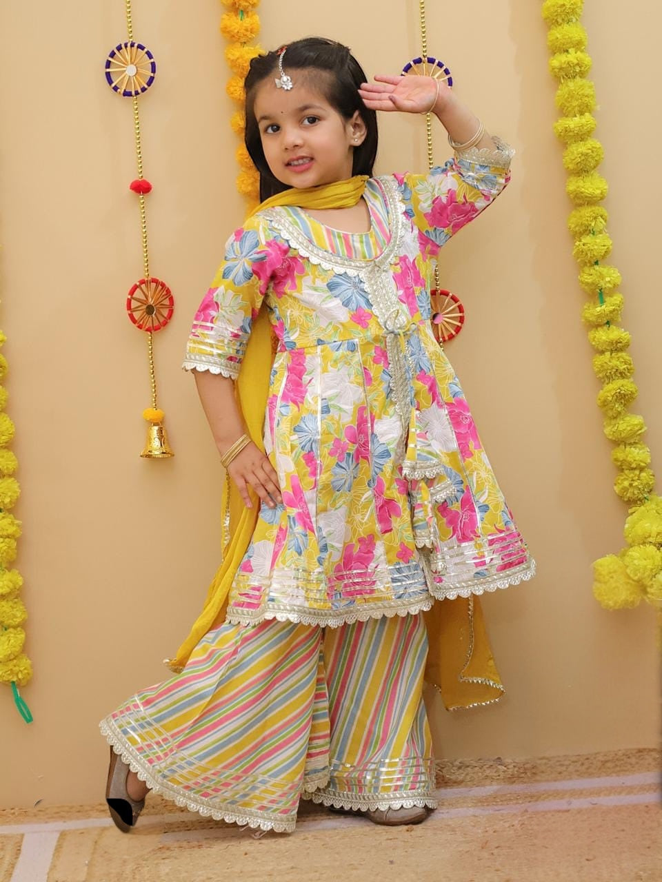 Girls Summer Floral Sharara