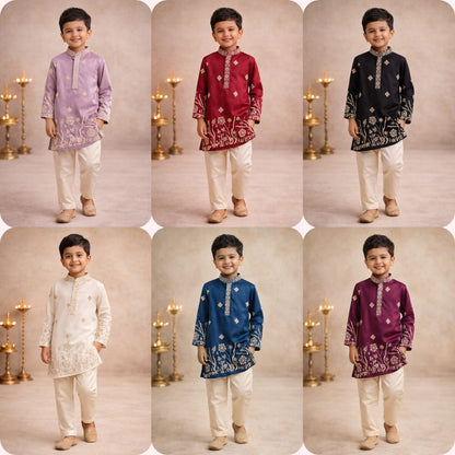 Royal Bloom Raw Silk Kurta Set