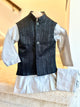 Grey Kurta Suit with Black Waistcoast - Zaree Kids
