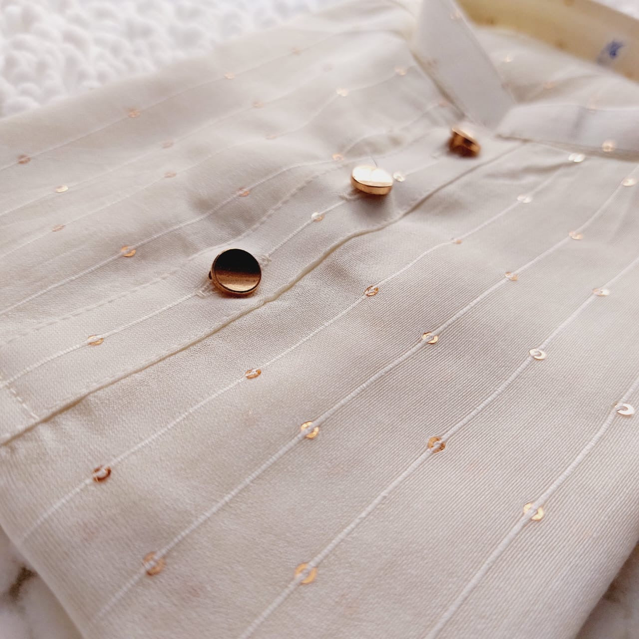 White Sequence Kurta w Trouser